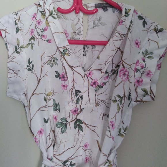 Pretty Piazza Del Tempio Italy, Floral Linen Jumpsuit Size XS - Picture 4 of 11
